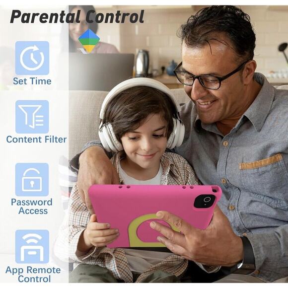 10.1"‎ HD Screen Android 14 Tablet for Kids 64GB Octa-Core WiFi Dual Camera PINK - Picture 4 of 6